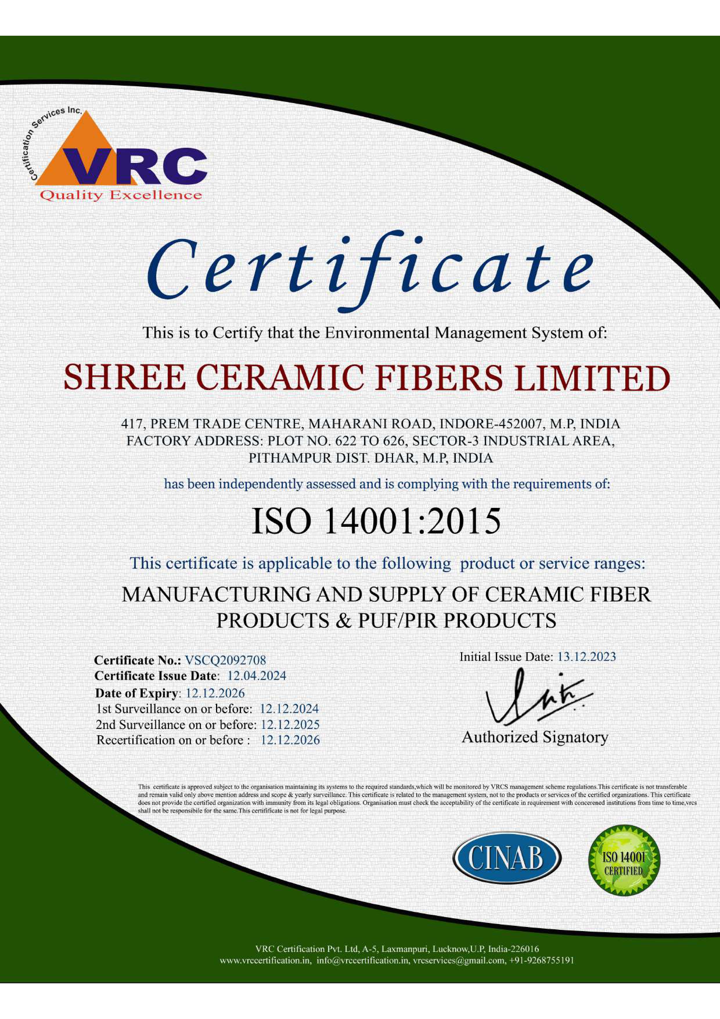 VRC Certificate